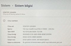 Garantili HP Victus 15-FA1042NT /İntel Core I5-13500H/8gb Ram/512GB SSD/6gb Rtx 4050/15.6'' 144Hz W11 Garanti Bitiş Tarihi : 2026.06.22