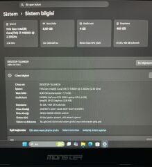 Monster Abra A5 V16.2 i7 11800H 8 Ram 500 SSD RTX 3050