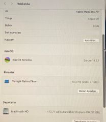 Kutulu MacBook Air A2337 EMC 3598 /M1/13.3'' 2560 x 1600 /8 RAM/512 SSD/2020