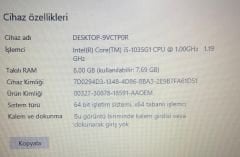 Hp 15s-fq1002nt / İ5-1035G1 / 8 RAM / 256 M2 SSD / S.K. 1241233134