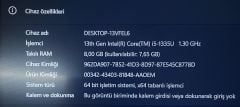 Garantili Hp 15-fd0022nt / İntel® Core™ İ5-1335U / 8Ram / 256 SSD / FHD 1920x1080 15.6''