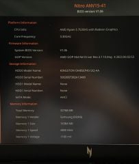 Sıfır Nitro ANV15-41 /Ryzen 5 7535HS/32 RAM/512GB SSD/RTX 4060