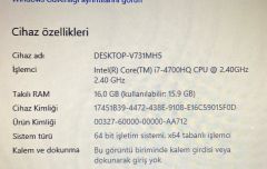 Asus N750JK / İ7-4.Nesil / 16 Ram / 1.5TB HDD / 256SSD / GTX 850M / 17.3 FULL HD