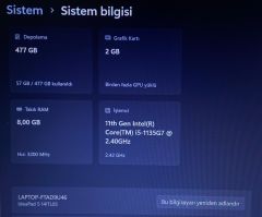 İdeapad 5 14ITL05 / İ5-11.Nesil / 8Ram / 512SSD / GeForce MX450