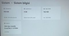 Vıctus 15-fa0000nt / İ7-12.Nesil / 16 Ram / 1TB SSD / 3050 Tİ