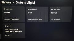 Asus Rog Strix G614JU-N3255W / İ7-13.Nesil / 16 Ram DDR5 / 512 SSD / RTX 4050 (6GB)
