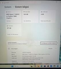 Kutulu Asus TUF A15 FA506N AMD Ryzen 7 16 Ram 512 SSD RTX 3050