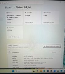 Kutulu Asus TUF A15 FA506N AMD Ryzen 7 16 Ram 512 SSD RTX 3050