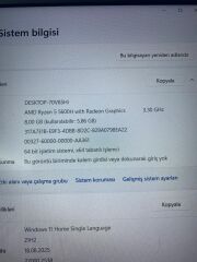 Lenovo Gaming 15ACH6 R5-5600H 8 RAM 512 SSD GTX 1650 4 GB