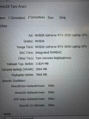 Dell G15 AMD R7 5800H 16 RAM 512 SSD NVİDİA RTX 3050 4 GB E.kart