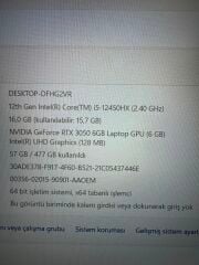 Lenovo LOQ 15IAX9 i5-12459HX 16 RAM 512 SSD RTX 3050 6 GB E.kart