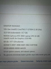 Hp Victus 16-D1004NT İ7-12700H 32 RAM 512 SSD RTX 3060 E.kart
