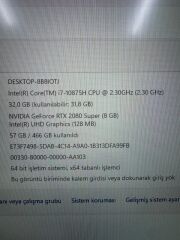 Asus Rog i7-10875H 32 RAM 512 SSD RTX 2080 8 GB 17.3'' 300Hz