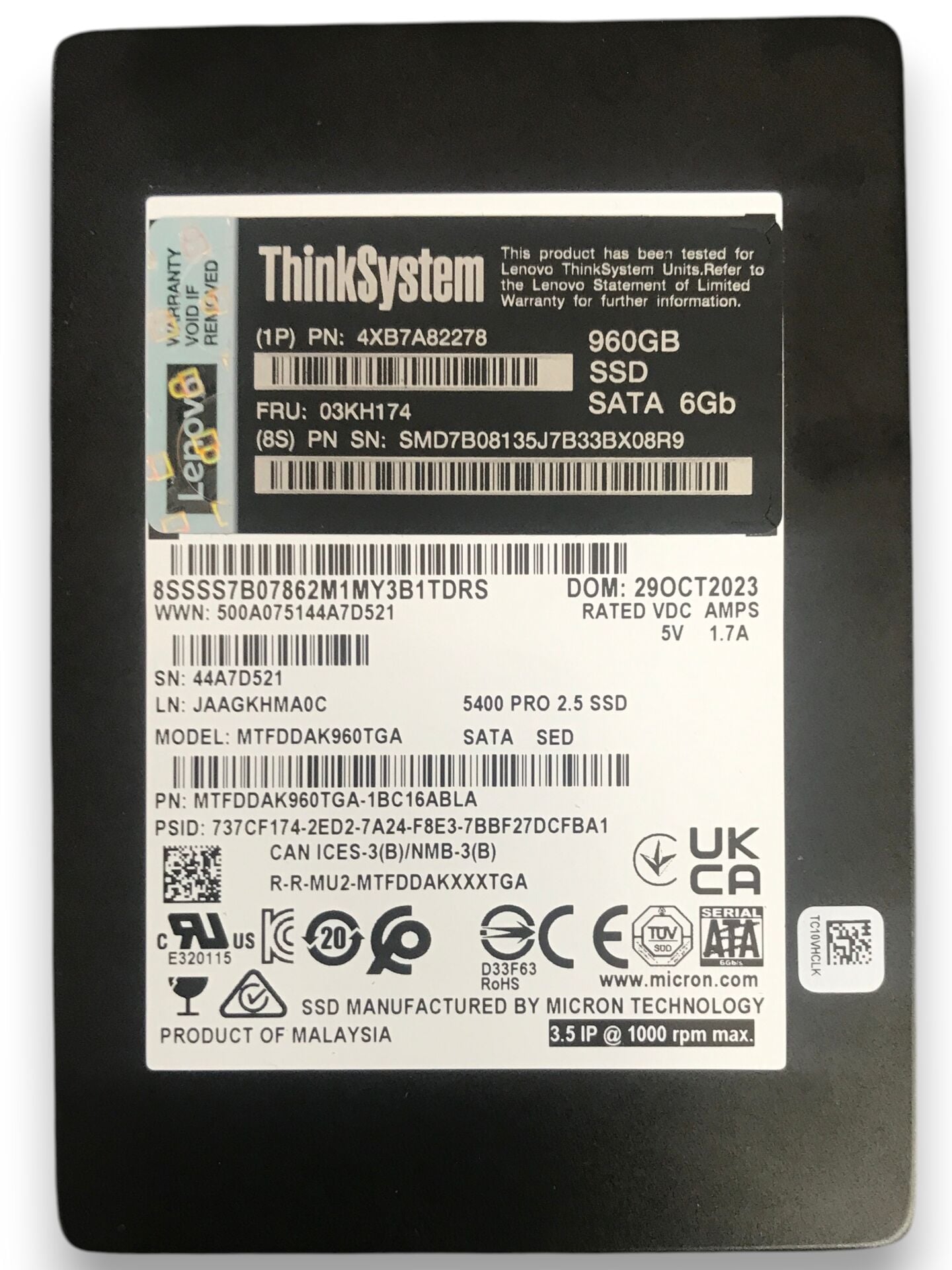 Lenovo By Micron ThinkSystem 5400 PRO 960 GB 2.5'' SERVER SSD
