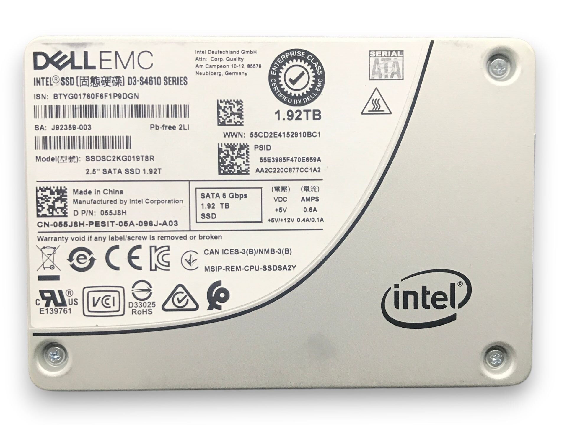 Dell ECM By İntel 1.92TB (1920 GB) 2.5'' SATA 3.0 SERVER SSD