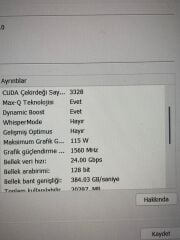 Casper İ7-13620H 24 RAM 1TB SSD RTX 5060 8 GB 15.6'' FHD 165HZ